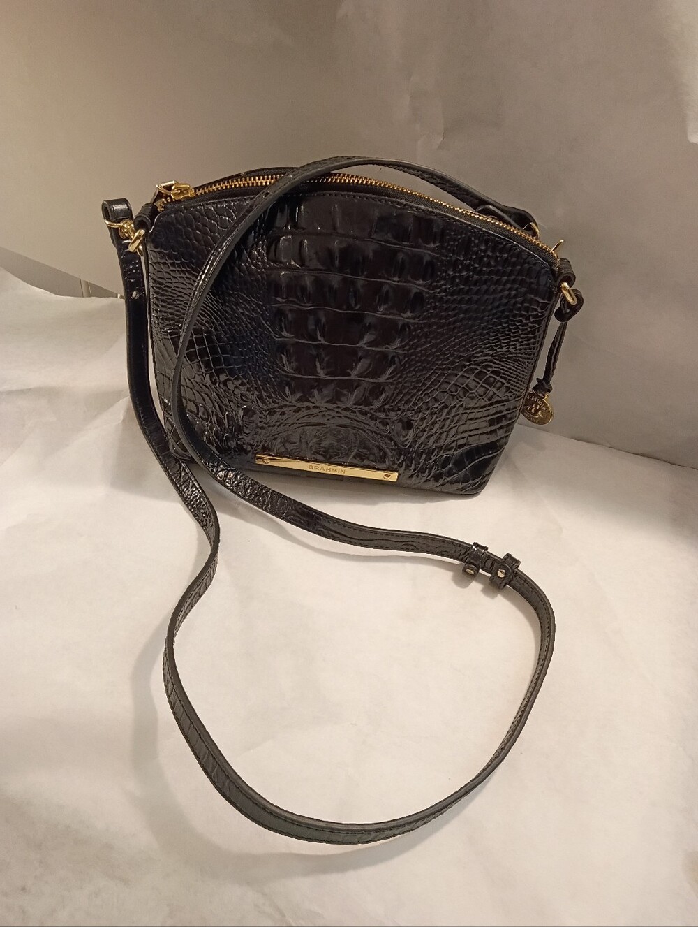 Brahmin Small Croc-Embossed Crossbody Bag